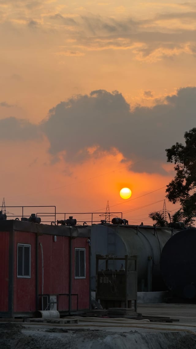Industrial plant at sunset